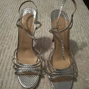 Christian louboutin silver snake skin sandals